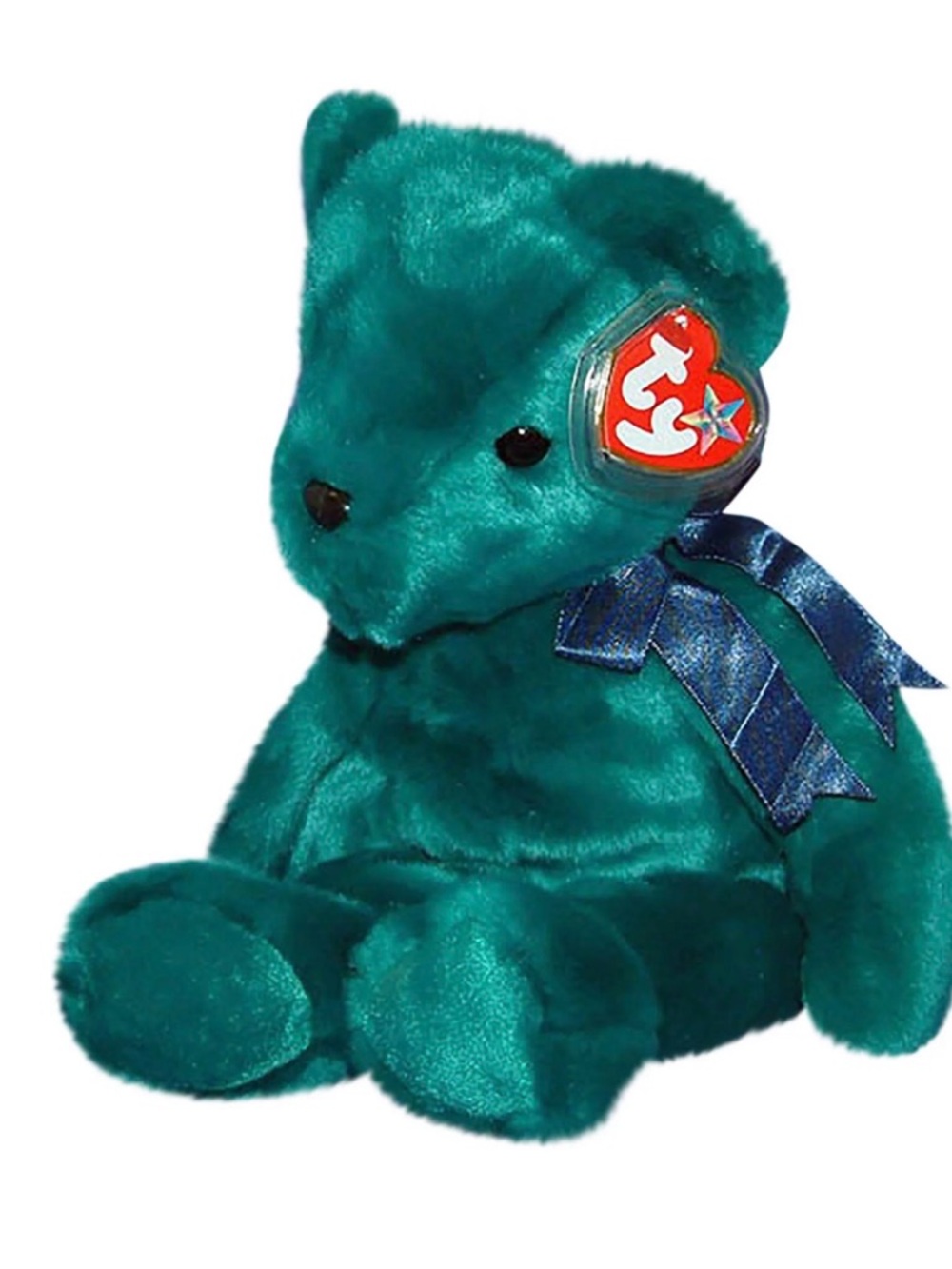 RARE Ty‎ Beanie Buddies Teddy Teal Bear (Old Face) NEW Sealed
